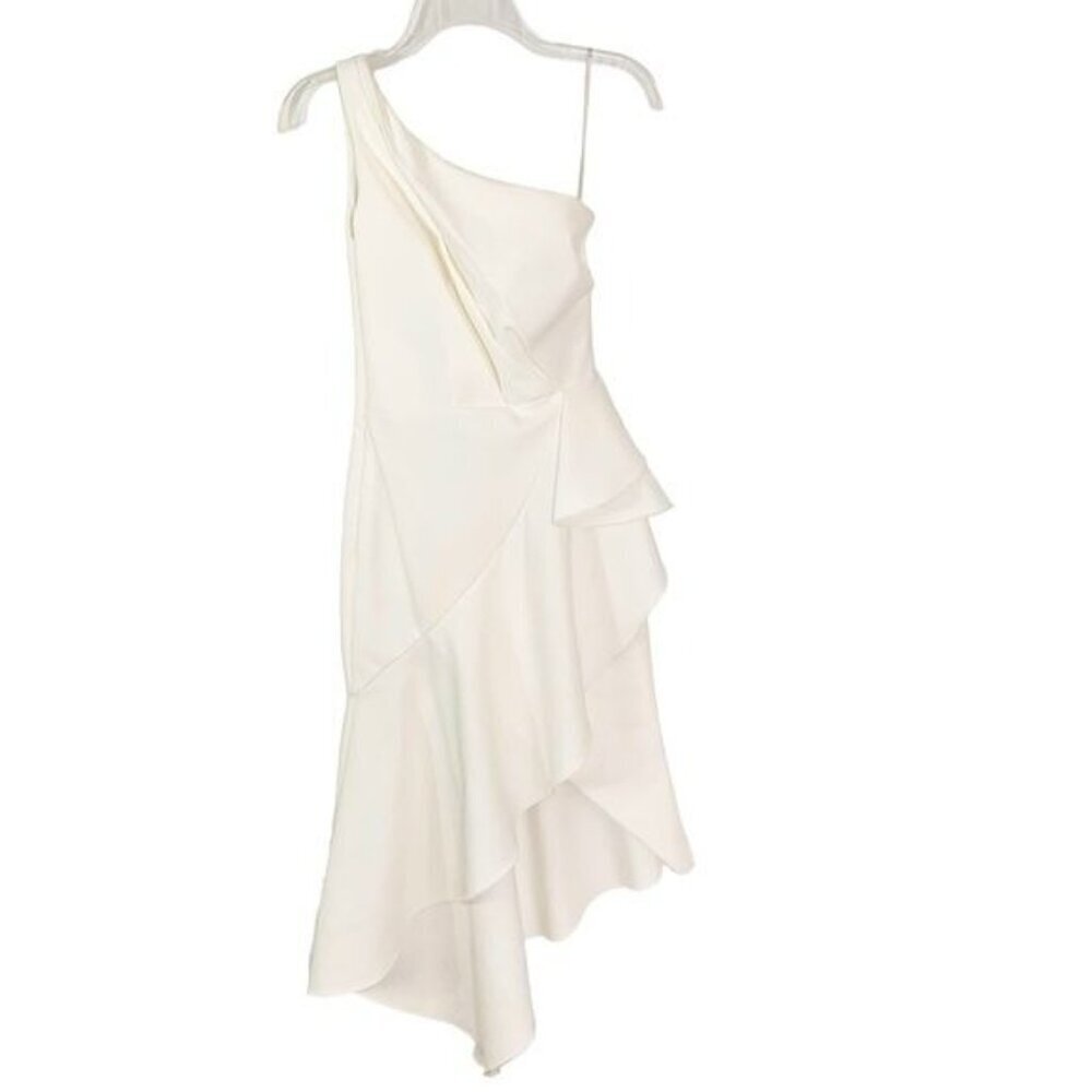 NWT Anne Barge J’Adore Ruffle Drape Dress Ivory White XS - Picture 4 of 10